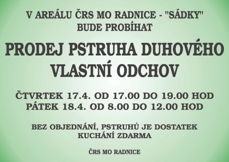 Plakát – Velikonoční prodej pstruha duhového